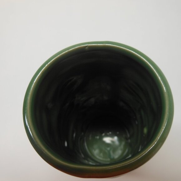 Vtg Tiki Hawaiian Cup Vase Ceramic Mug Green Double Sided Sang Kung B Decor - Picture 4 of 11